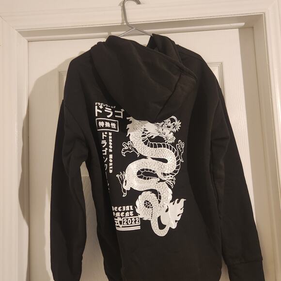 Romwe Japanese Dragon Hoodie Men's L Black - Picture 4 of 6